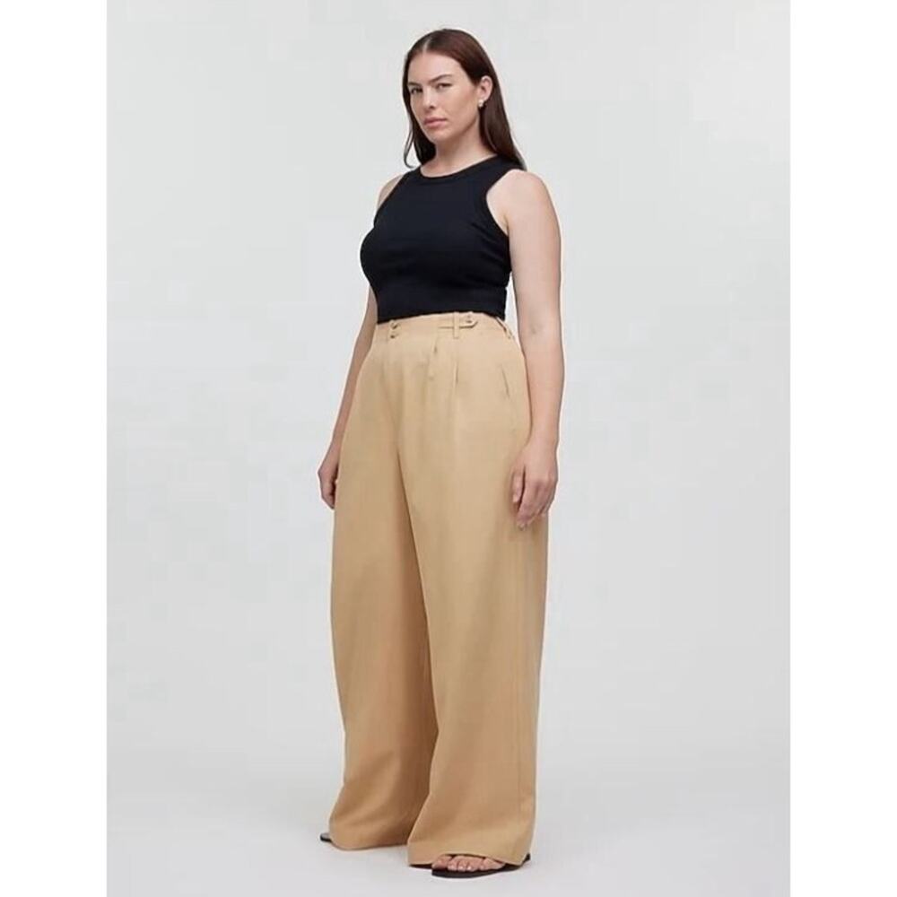 NWT Madewell The Petite Harlow‎ Wide Leg Pant Tan Womens Size 14 P